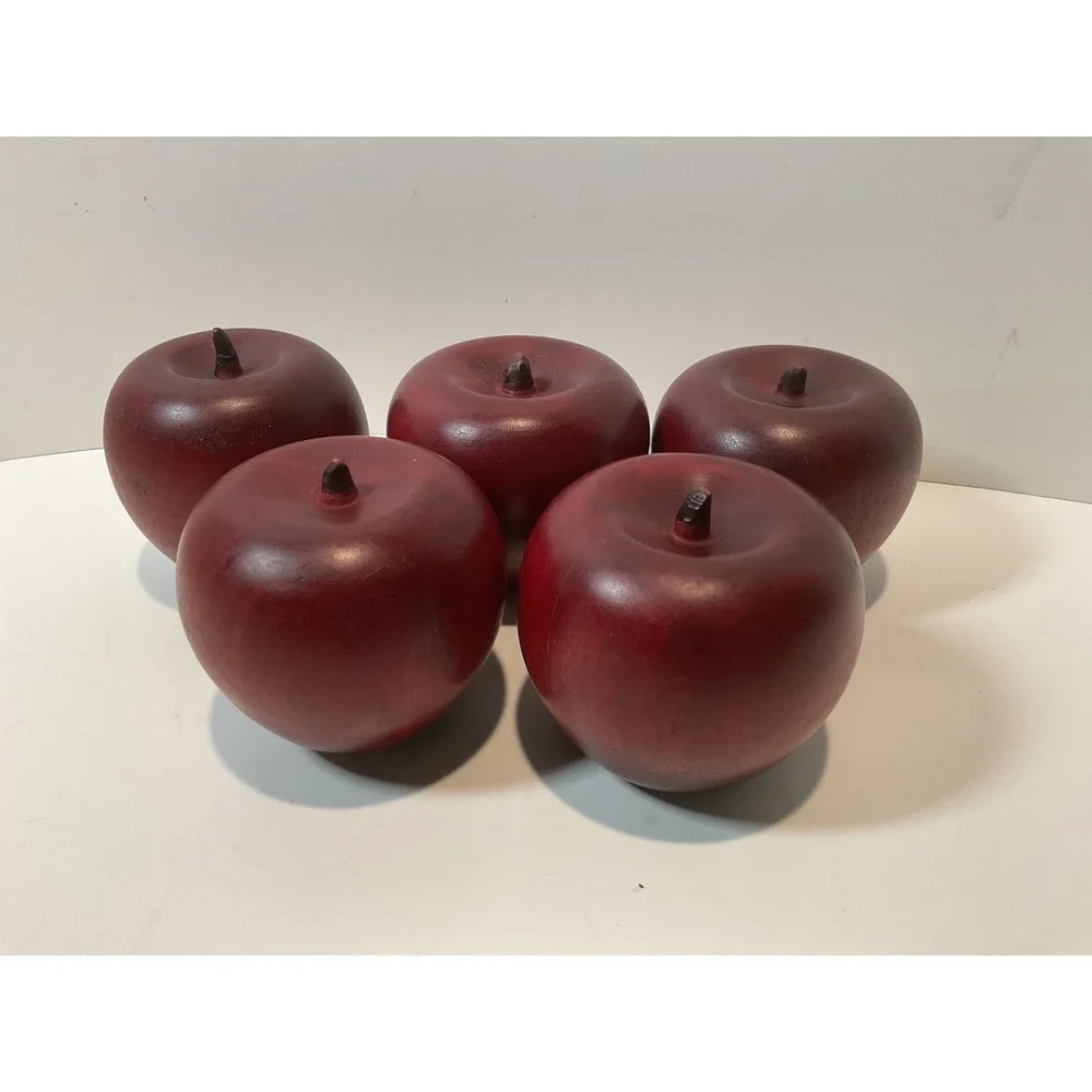 Set‎ of 5 Wooden Realistic Red Apples Decorative Faux Fruit Kitchen Decor